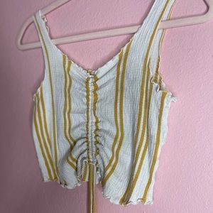 Yellow & White striped Tank crop top